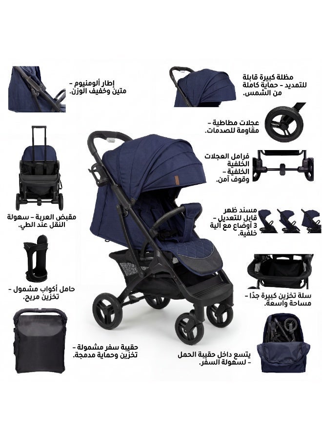 Nobumi Ultra-Lightweight Aluminum Premium Baby Stroller – All-Wheel Independent Suspension, 360° Swivel Rubber Tires, & Integrated Travel Trolley System - Image 3